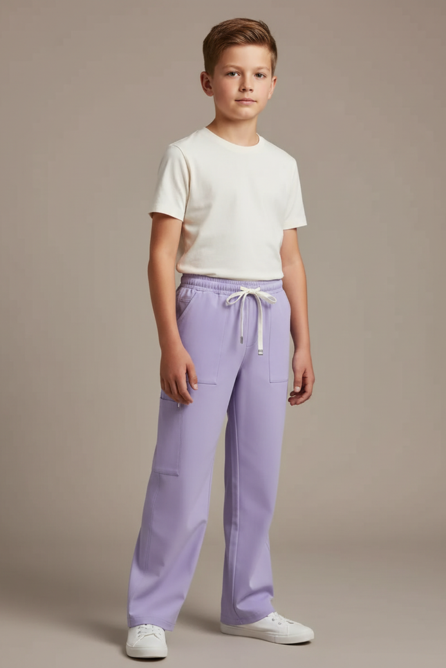 Pantalon Fluide Lavande Ample Cargo Enfant Cordon - Violet Polyester