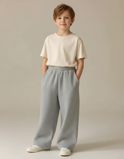 Pantalon Fluide Gris Ample Molleton Coton Enfant Sport
