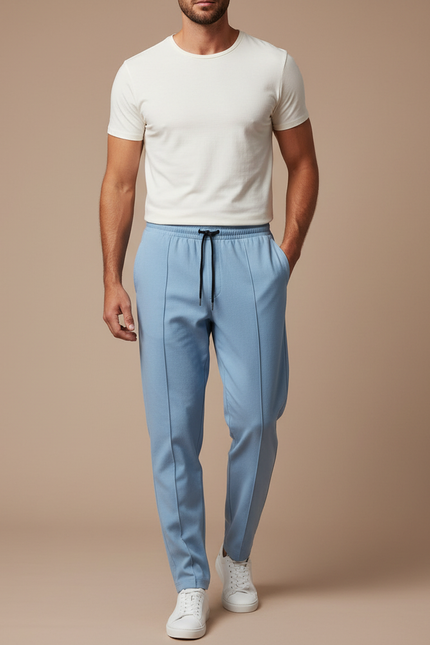 Pantalon Fluide Bleu Ciel Décontracté Homme Droit - Viscose