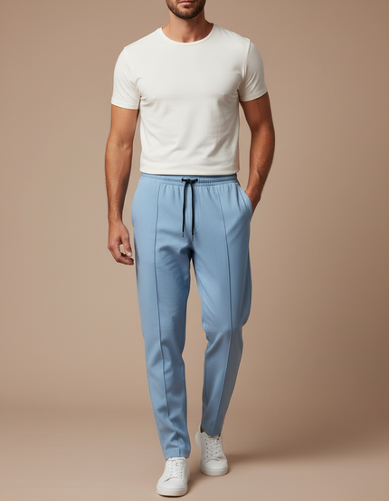 Pantalon Fluide Bleu Ciel Décontracté Homme Droit - Viscose