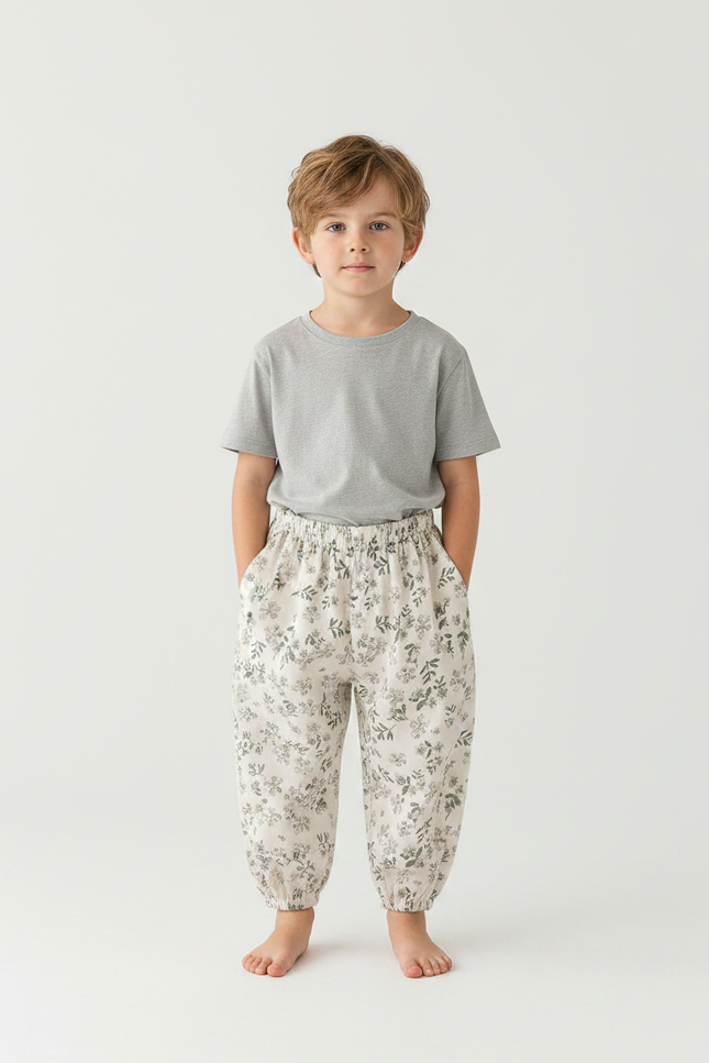 Pantalon Fluide Floral Ample Coton Enfant Léger - Imprimé