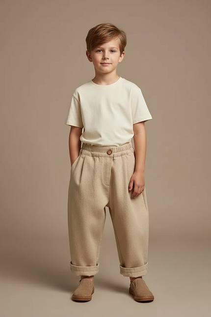 Pantalon Fluide Garcon - Beige Laine