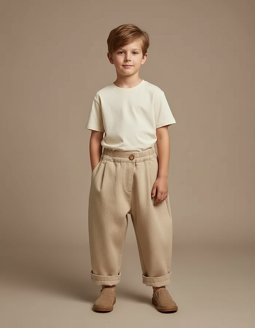 Pantalon Fluide Garcon - Beige Laine