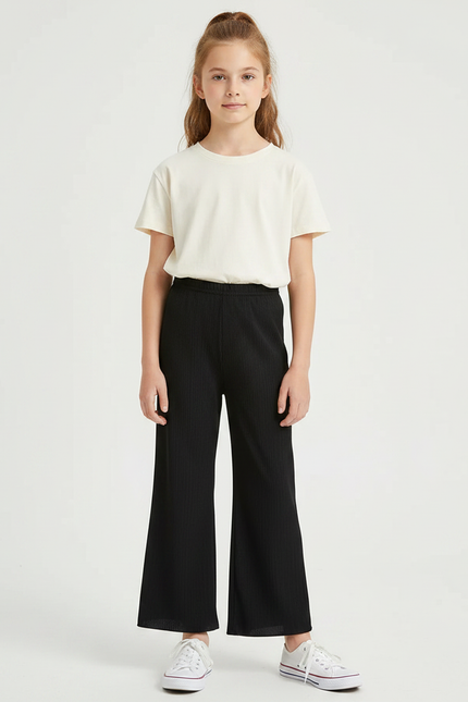 Pantalon Jupe Culotte Fluide - Noir Maille