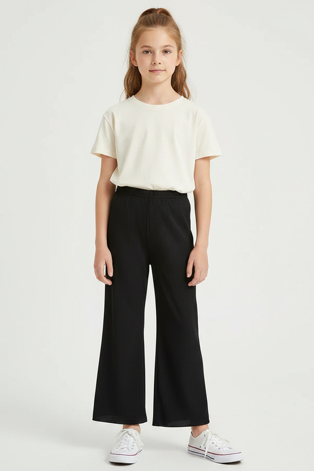 Pantalon Jupe Culotte Fluide - Noir Maille