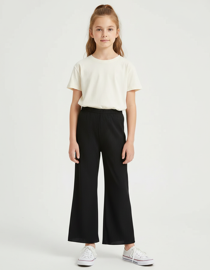 Pantalon Jupe Culotte Fluide - Noir Maille