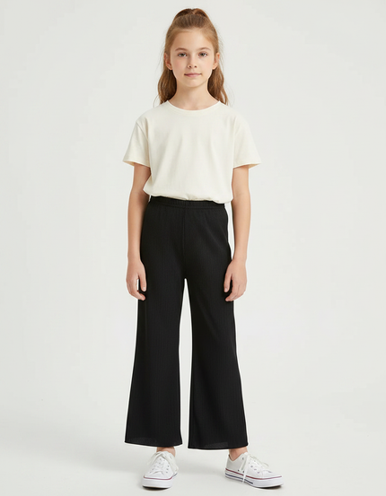 Pantalon Jupe Culotte Fluide - Noir Maille