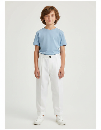 Pantalon Fluide Blanc Ample Coton Plissé Enfant