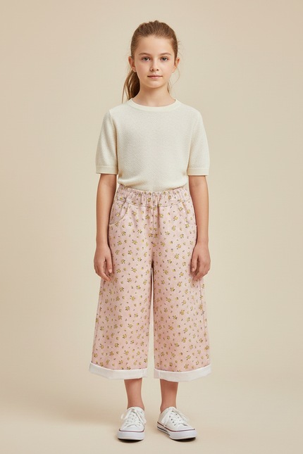 Pantalon Fluide Floral - Rose Coton