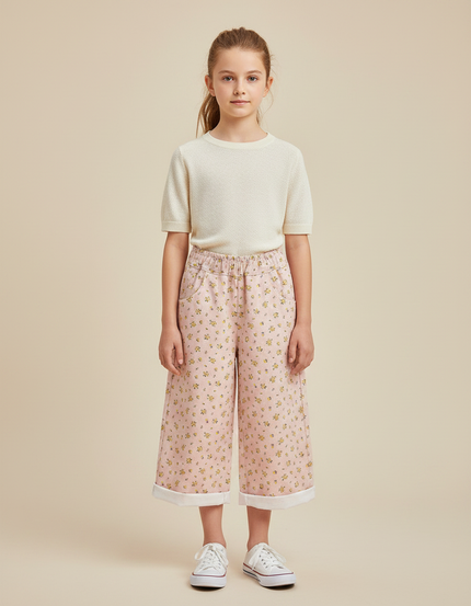 Pantalon Fluide Floral - Rose Coton