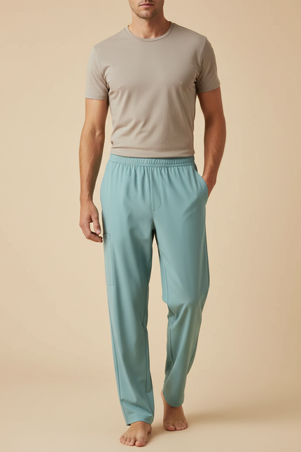 Pantalon Fluide Vert Droit Décontracté Homme Confortable - Polyester