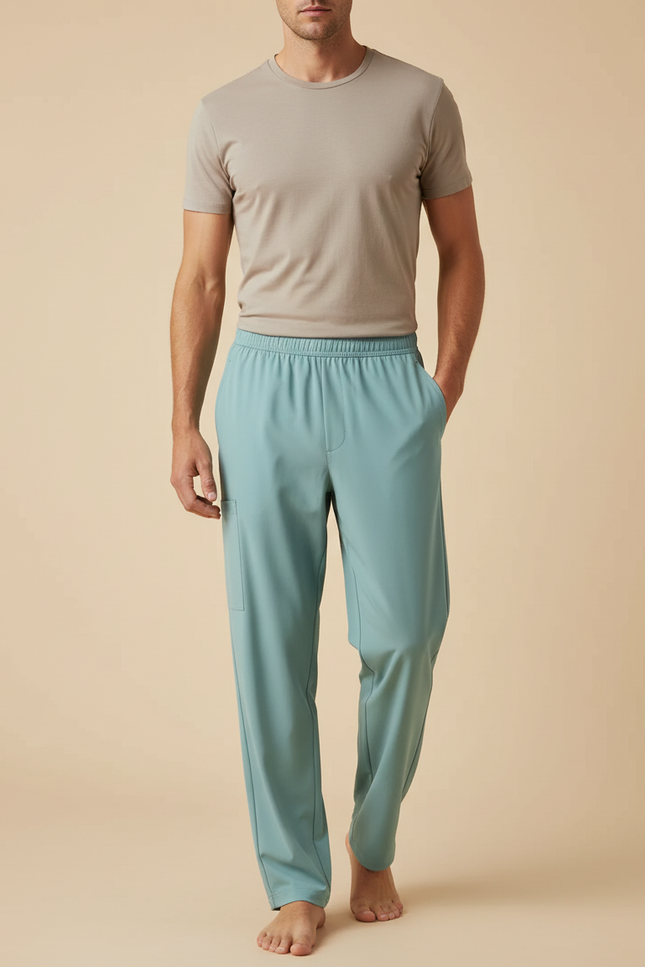 Pantalon Fluide Vert Droit Décontracté Homme Confortable - Polyester