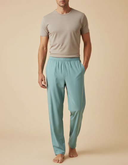 Pantalon Fluide Vert Droit Décontracté Homme Confortable - Polyester