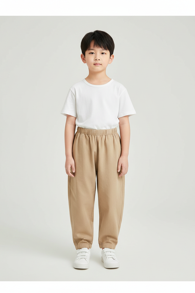 Pantalon Fluide Beige Coton Ample Confortable Enfant - Molleton