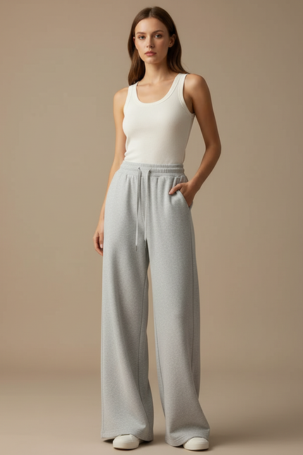Pantalon Jogging Fluide Femme - Gris Molleton