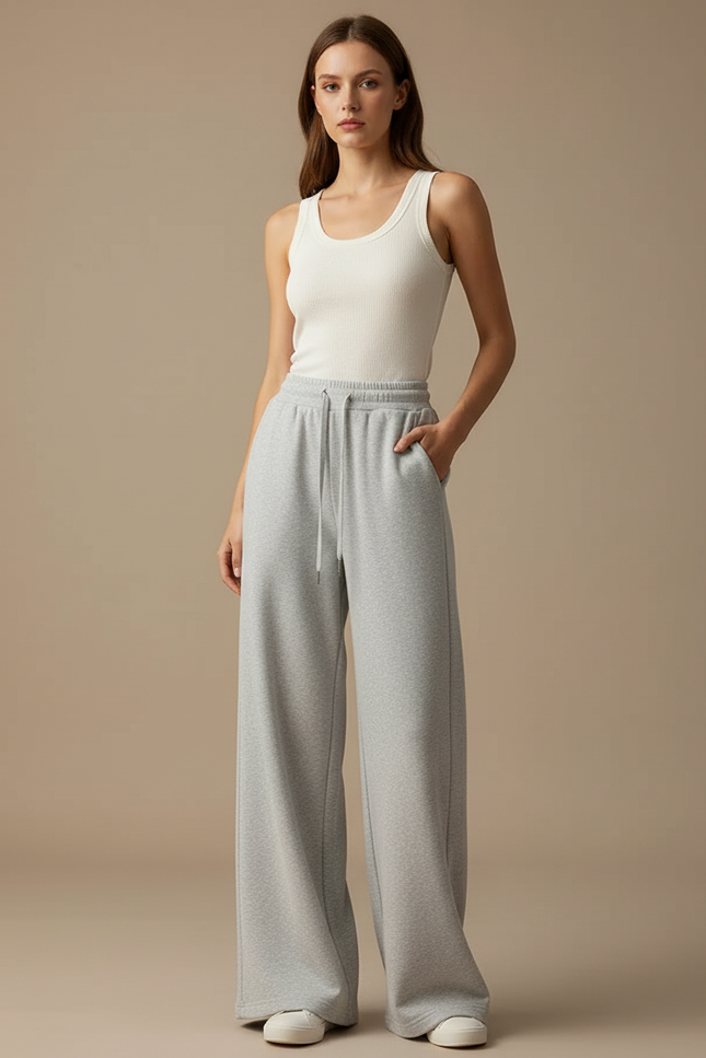 Pantalon Jogging Fluide Femme - Gris Molleton