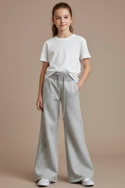 Pantalon Fluide Gris Ample Cordon Confortable Sport - Molleton