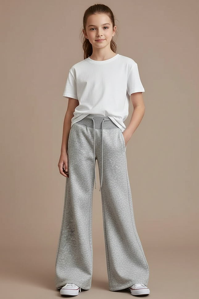 Pantalon Fluide Gris Ample Cordon Confortable Sport - Molleton