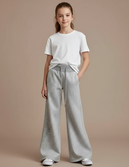 Pantalon Fluide Gris Ample Cordon Confortable Sport - Molleton