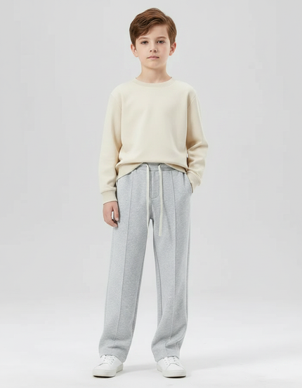 Pantalon Fluide Garçon Gris Coupe Ample Coton Mi-saison 3 - Molleton