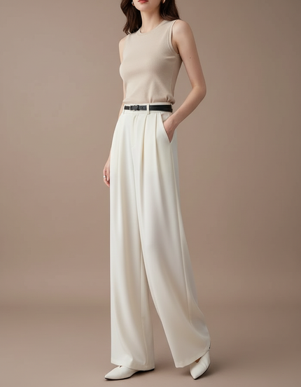 Pantalon Fluide Curvy - Blanc Polyester