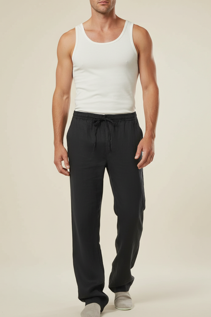 Pantalon Fluide Lin Noir