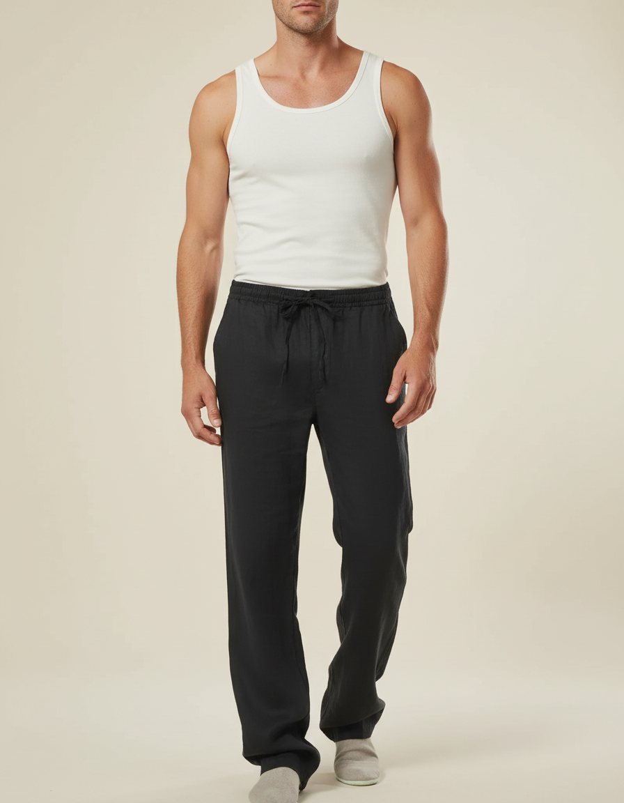 Pantalon Fluide Lin Noir