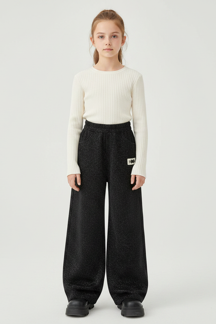 Pantalon Fluide Métallisé - Noir Maille