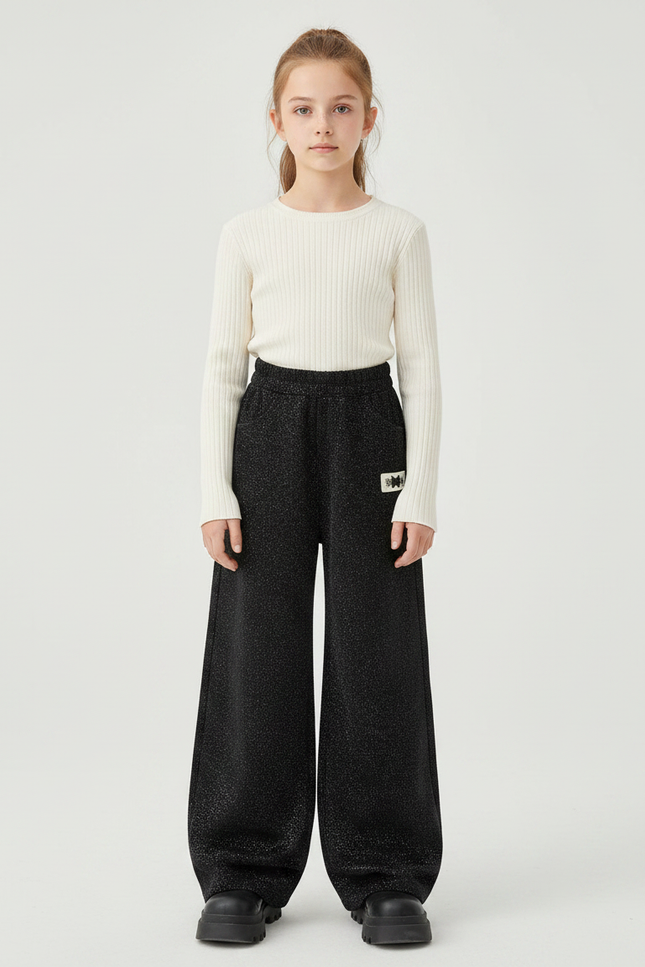 Pantalon Fluide Métallisé - Noir Maille