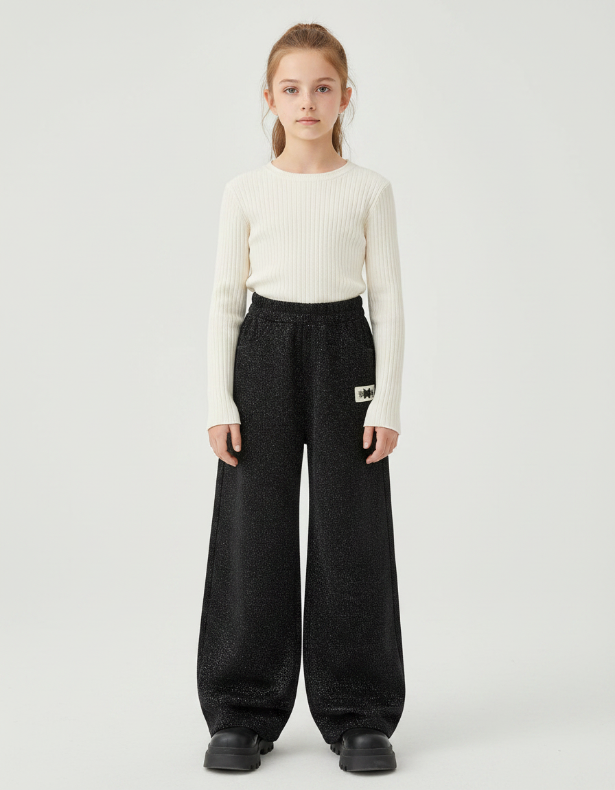 Pantalon Fluide Métallisé - Noir Maille