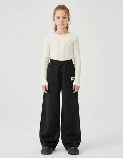Pantalon Fluide Métallisé - Noir Maille