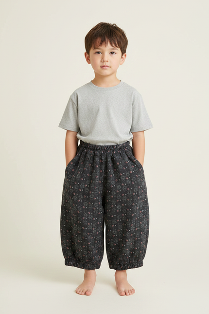 Pantalon Fluide Imprimé Floral Ample Décontracté Enfant - Molleton