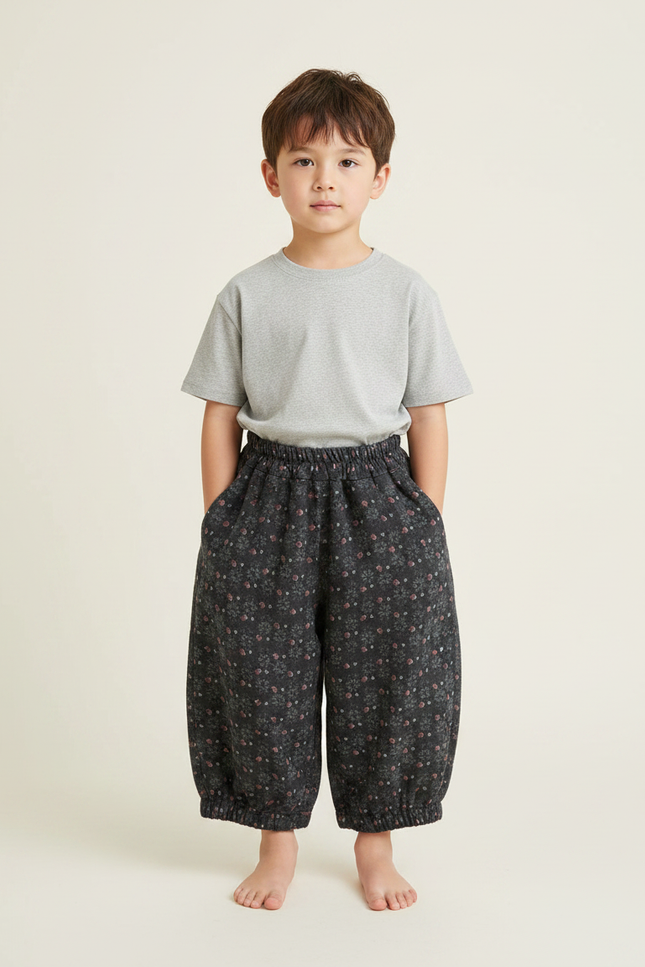 Pantalon Fluide Imprimé Floral Ample Décontracté Enfant - Molleton