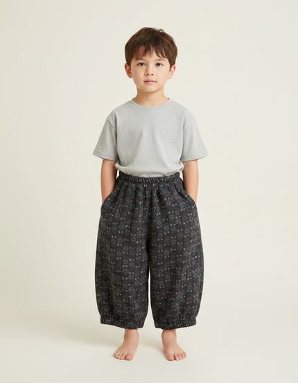 Pantalon Fluide Imprimé Floral Ample Décontracté Enfant - Molleton