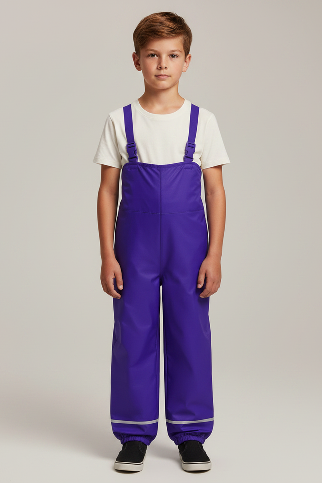 Pantalon Fluide Imperméable Violet Bretelles Réfléchissant Enfant - Polyester
