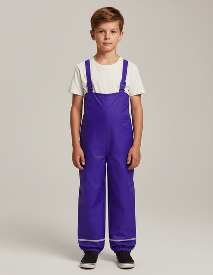 Pantalon Fluide Imperméable Violet Bretelles Réfléchissant Enfant - Polyester