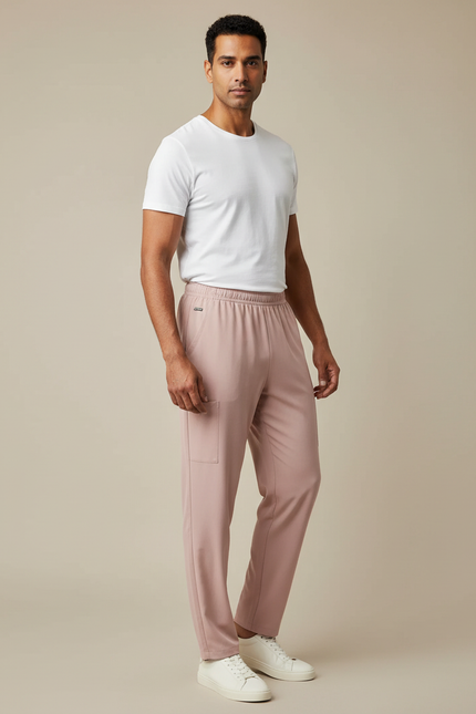 Pantalon Fluide Rose Homme Décontracté Léger - Polyester