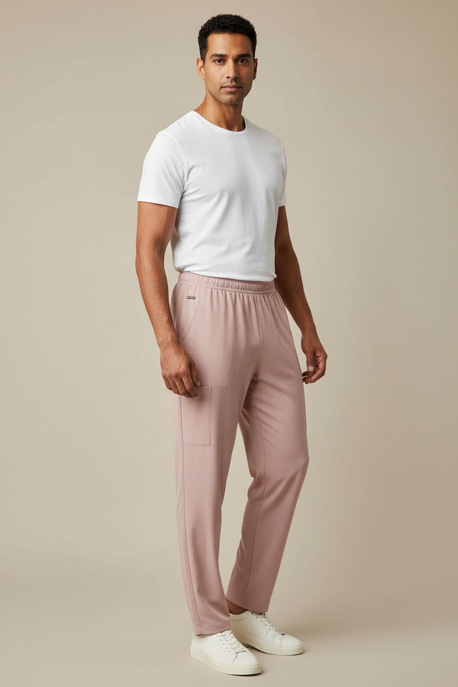 Pantalon Fluide Rose Homme Décontracté Léger - Polyester
