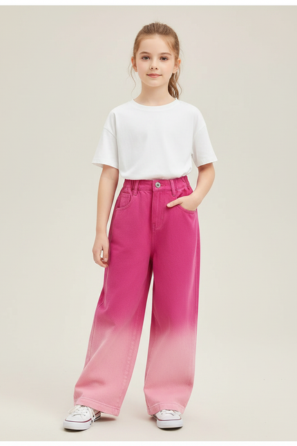 Pantalon Fluide Rose Dégradé Ample Coton Enfant - Jean