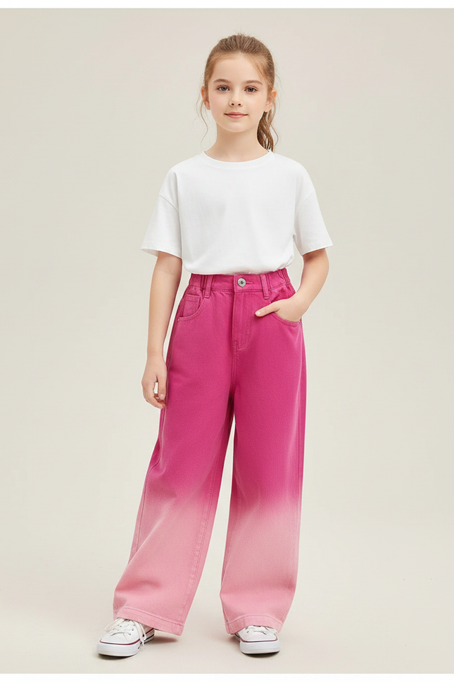Pantalon Fluide Rose Dégradé Ample Coton Enfant - Jean