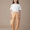 Pantalon Fluide Carreaux Orange Ample Décontracté Fille - Lin