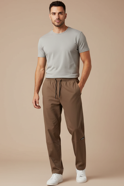 Pantalon Fluide Marron Sport Jogger Confortable Homme - Polyester