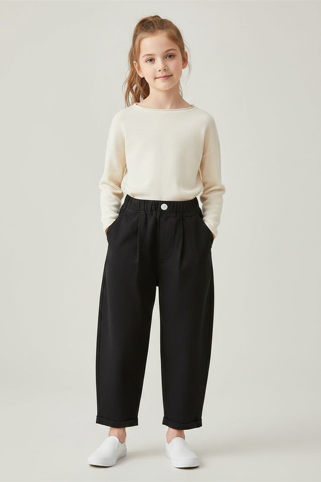 Pantalon Carotte Fluide Noir - Viscose