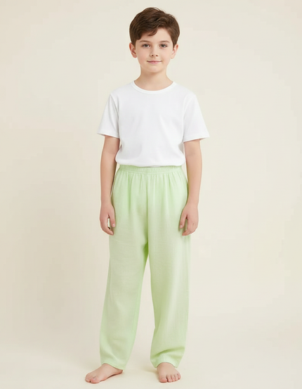 Pantalon Fluide Vert Clair Ample Coton Enfant