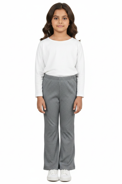 Pantalon Fluide Gris Côtelé Ample Confortable Enfant - Maille