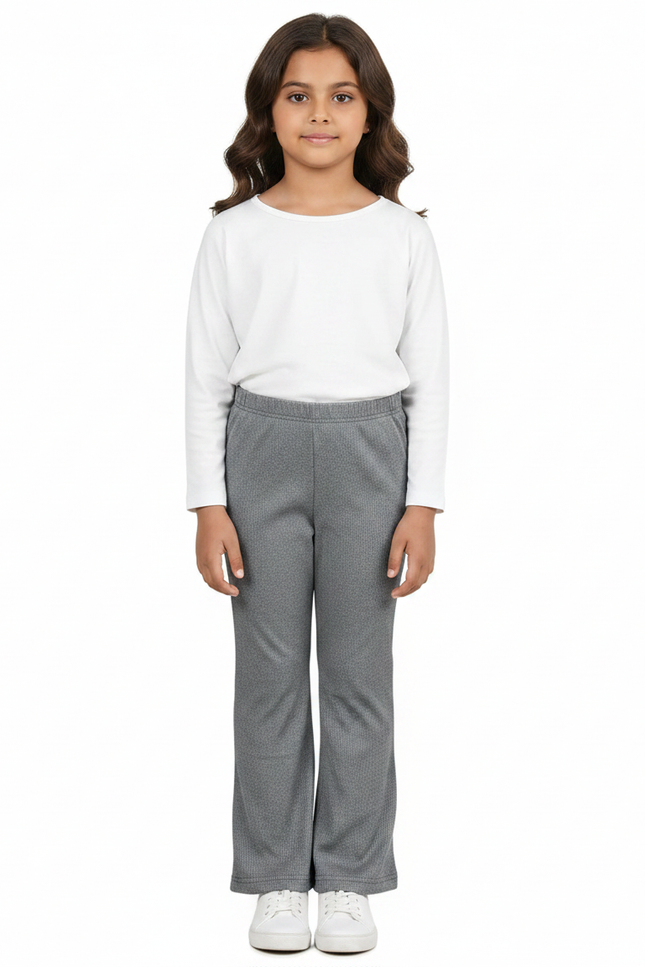 Pantalon Fluide Gris Côtelé Ample Confortable Enfant - Maille