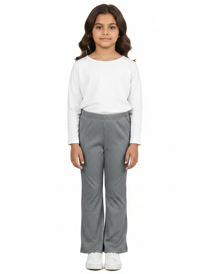 Pantalon Fluide Gris Côtelé Ample Confortable Enfant - Maille