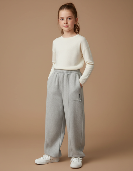 Pantalon Fluide Gris Ample Décontracté Enfant Confortable - Molleton