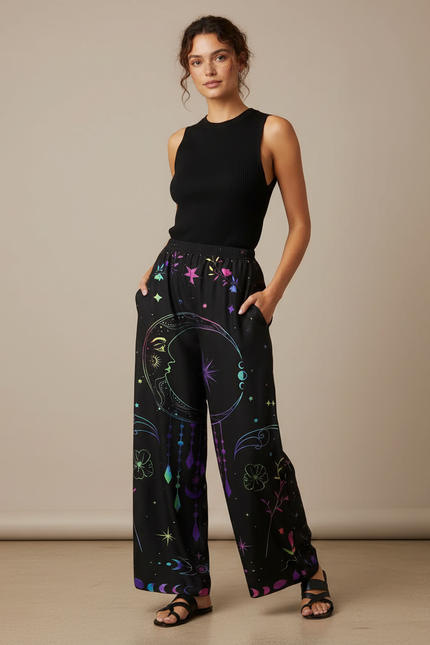 Pantalon Fluide Femme Imprimé Grande Taille - Satin