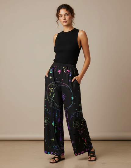 Pantalon Fluide Femme Imprimé Grande Taille - Satin